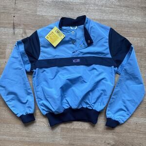 DEADSTOCK Vintage 80s CB Sports Pull Over Light Jacket Blue Kids L LARGE 1985